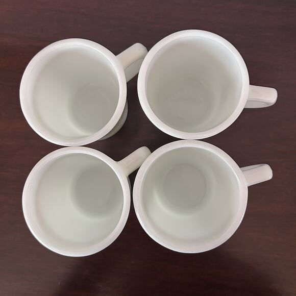 Vintage Pyrex Milk Glass Butterfly Gold D-Handle Coffee Tea Mugs Cups Set of 4 - Picture 4 of 8